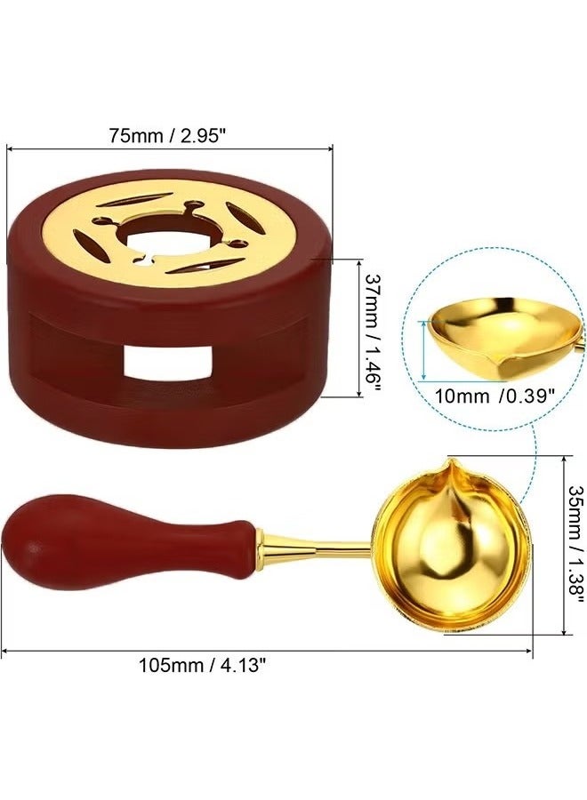 Wax Seal Warmer Melting Kit, Wood Wax Seal Furnace with 1 Melting Spoon for Wax Sealing Stamp with Melting Spoon and Wax Seal Stamp for Melting Wax Seal Sticks or Sealing Wax Beads (Brown) - Image 2