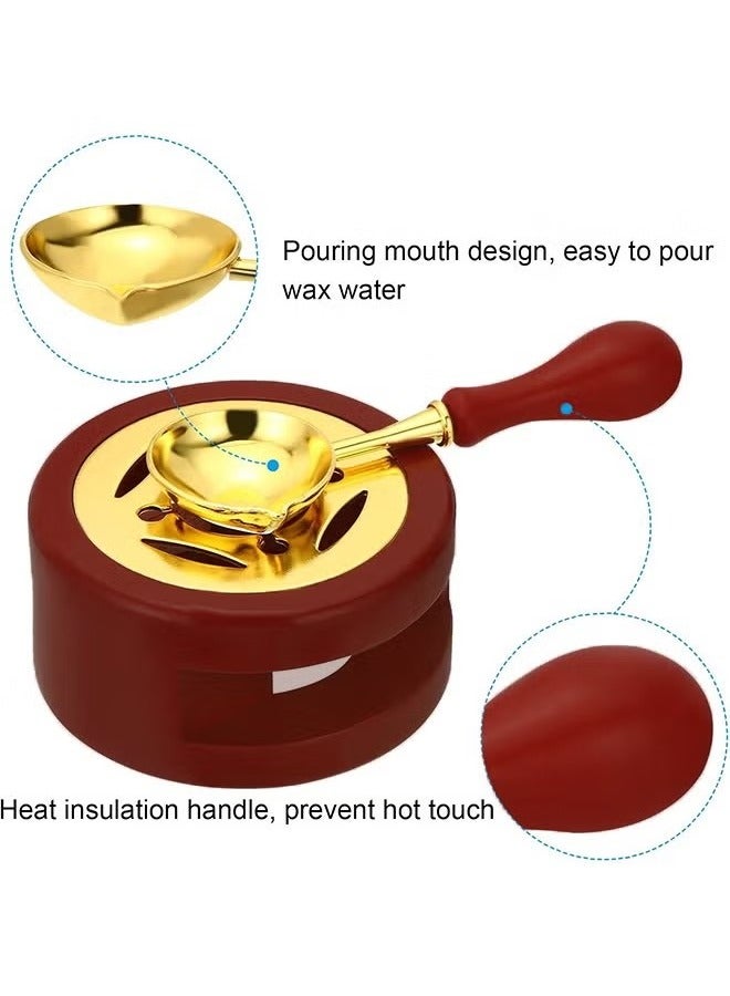 Wax Seal Warmer Melting Kit, Wood Wax Seal Furnace with 1 Melting Spoon for Wax Sealing Stamp with Melting Spoon and Wax Seal Stamp for Melting Wax Seal Sticks or Sealing Wax Beads (Brown) - Image 3