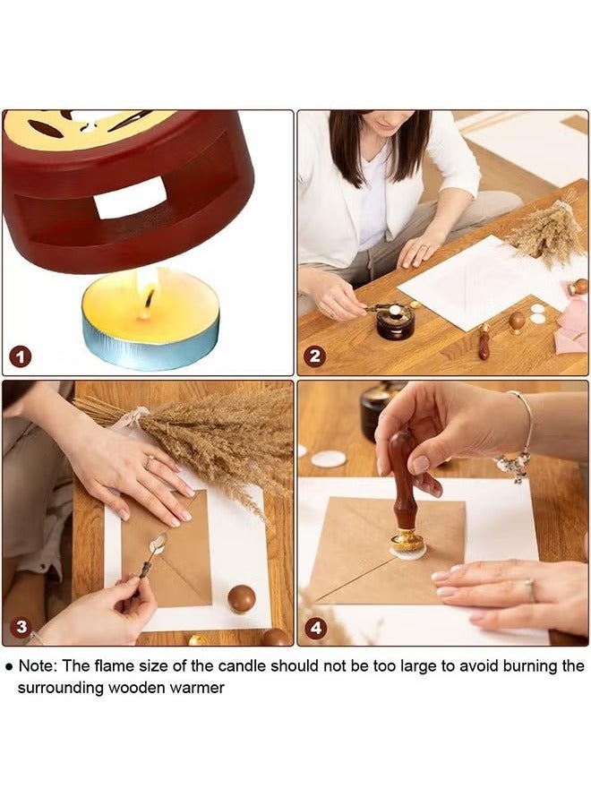 Wax Seal Warmer Melting Kit, Wood Wax Seal Furnace with 1 Melting Spoon for Wax Sealing Stamp with Melting Spoon and Wax Seal Stamp for Melting Wax Seal Sticks or Sealing Wax Beads (Brown) - Image 5