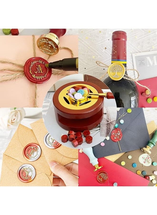 Wax Seal Warmer Melting Kit, Wood Wax Seal Furnace with 1 Melting Spoon for Wax Sealing Stamp with Melting Spoon and Wax Seal Stamp for Melting Wax Seal Sticks or Sealing Wax Beads (Brown) - Image 4