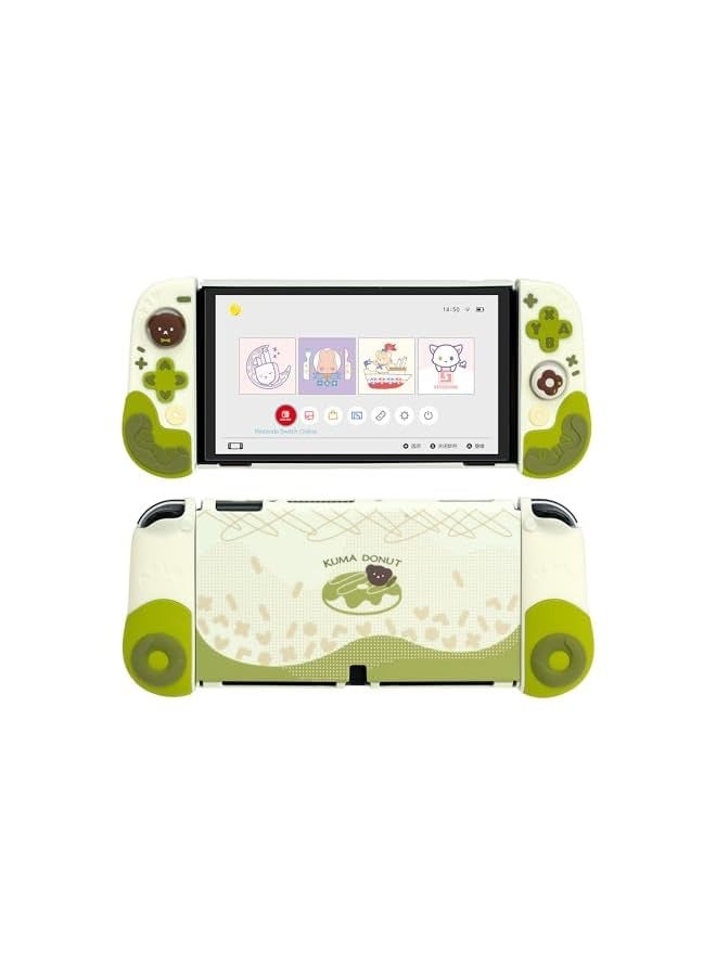 بروماس حافظة واقية لجهاز Switch OLED، حافظة غطاء نحيفة، غطاء حماية من السيليكون الناعم القابل للفصل لوحدة التحكم في الألعاب مع غطاءين لمقبض الإبهام - Image 1