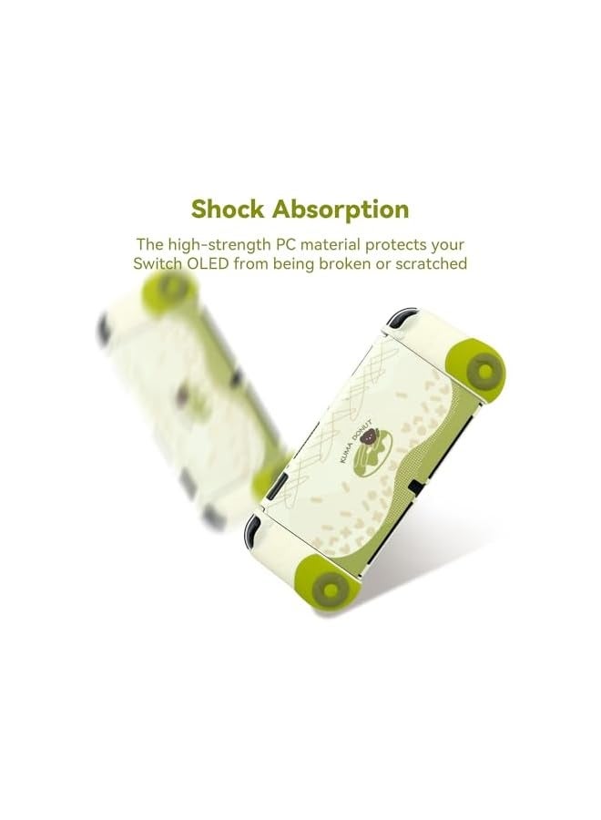 بروماس حافظة واقية لجهاز Switch OLED، حافظة غطاء نحيفة، غطاء حماية من السيليكون الناعم القابل للفصل لوحدة التحكم في الألعاب مع غطاءين لمقبض الإبهام - Image 3