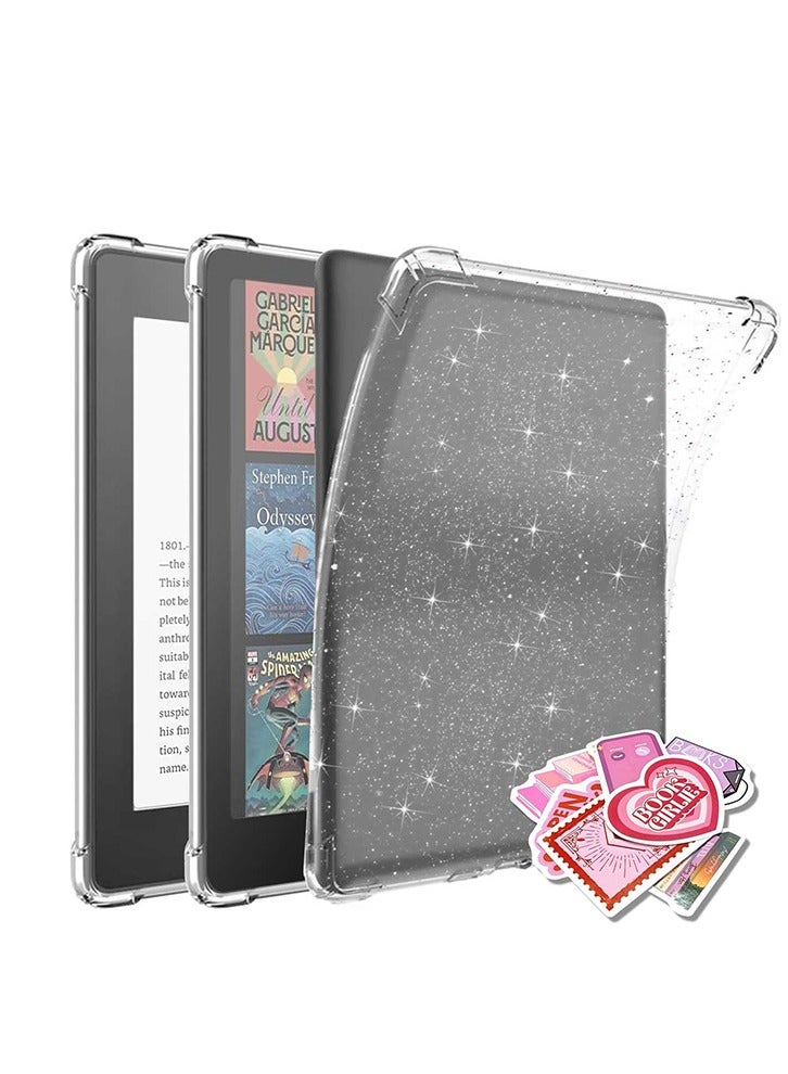 بشكل مختصر حافظة بلورية لامعة لجهاز Kindle Paperwhite 12th Generation-2024 الجديد كليًا مقاس 7 بوصات أو Kindle Colorsoft Signature Edition 2024، غطاء شفاف رقيق من السيليكون مقاوم للصدمات (لامع شفاف) - Image 1