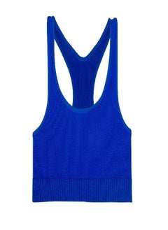 Kurve Girl’s Sleeveless Tank Top - Seamless Lightweight Basic Stretchy Racerback Crop T- Shirt Sports Bra for Kids, Cobalt, Small/Medium (Ages 4-8)