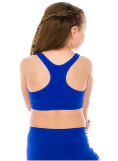 Kurve Kurve Girl’s Sleeveless Tank Top - Seamless Lightweight Basic Stretchy Racerback Crop T- Shirt Sports Bra for Kids, Cobalt, Small/Medium (Ages 4-8)  - Image 3