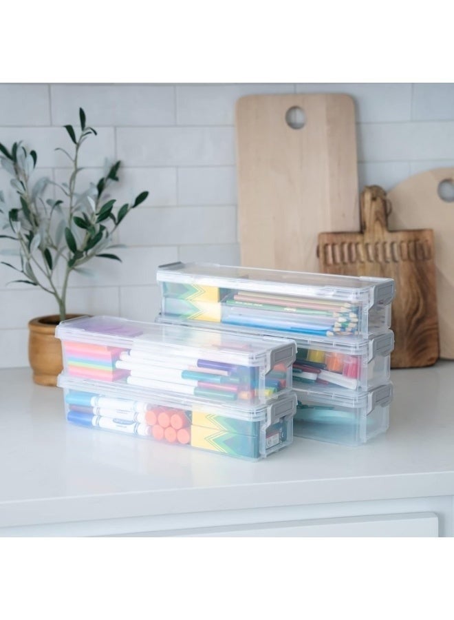 Happy Home 2 Pack Tall Stackable Plastic Box for Home, Office Supplies Storage Organizer, Plastic Organizer Box for Gel Pens, Erasers, Pens, Pencils and More (2.3L Capacity) - Image 5