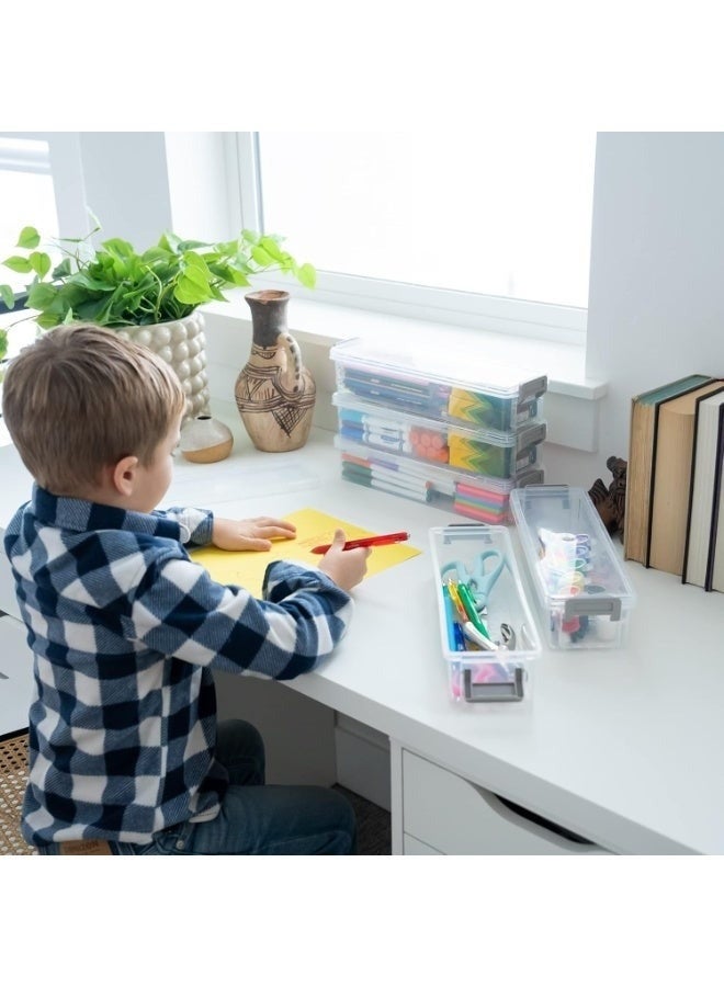 Happy Home 2 Pack Tall Stackable Plastic Box for Home, Office Supplies Storage Organizer, Plastic Organizer Box for Gel Pens, Erasers, Pens, Pencils and More (2.3L Capacity) - Image 4