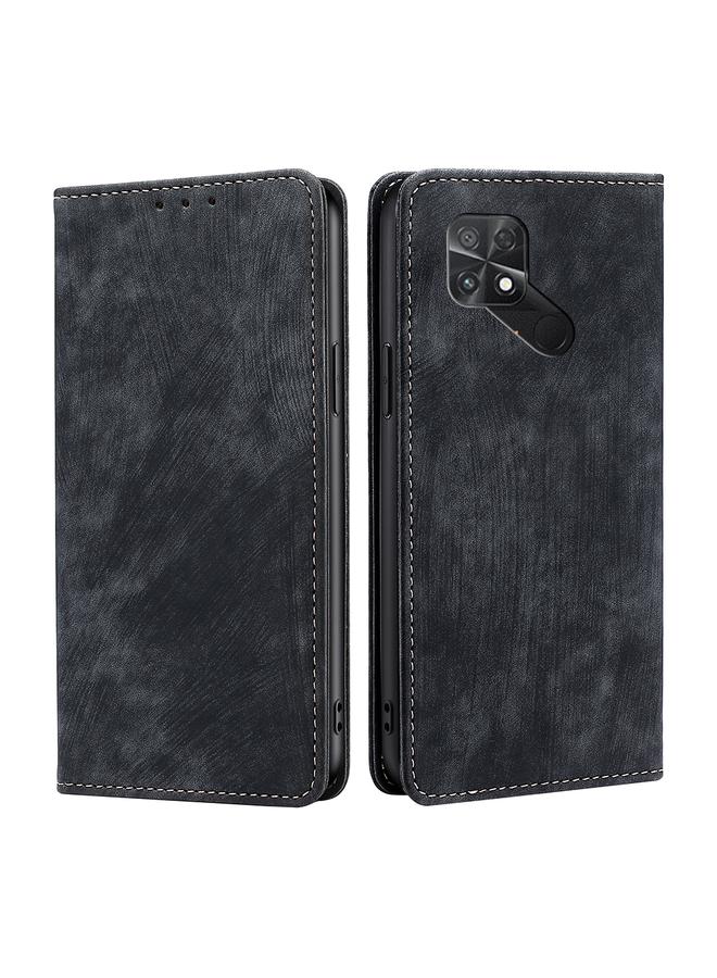Case For Xiaomi Poco C40 RFID Anti-theft Brush Magnetic Leather Phone Case