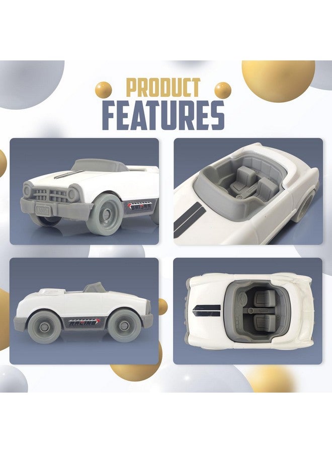 NHR Dinky Plastic Toy Car Pull & Push Vehicle Racing Toy Cars Play Set Toddlers Car Toys Pullback Mini Cars Toys for Kids up to 3 Years (White) - Image 4