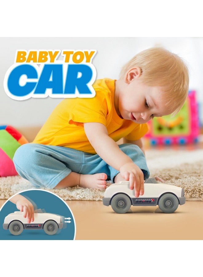 NHR Dinky Plastic Toy Car Pull & Push Vehicle Racing Toy Cars Play Set Toddlers Car Toys Pullback Mini Cars Toys for Kids up to 3 Years (White) - Image 3