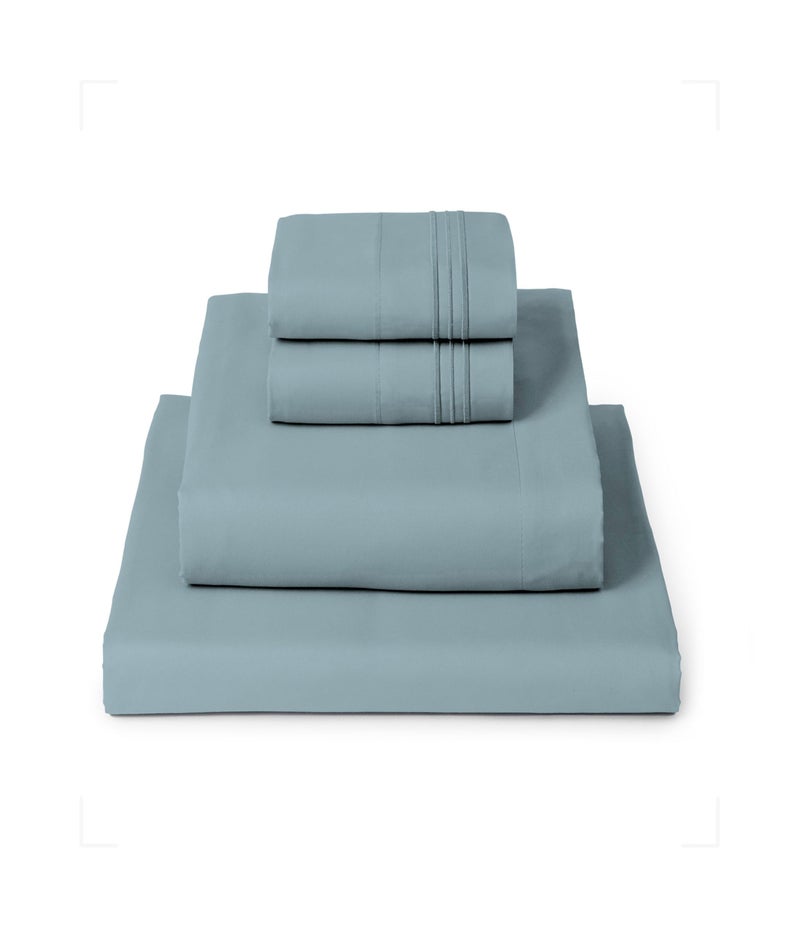 Mellanni King Sheets Set  4 PC Iconic Collection Bedding  Hotel Luxury Extra Soft Cooling Bed Sheets  Wrinkle Fade Stain Resistant King Spa Blue