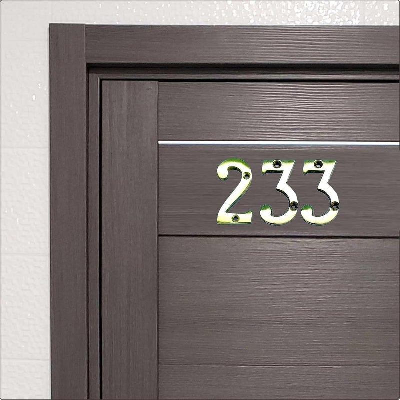 ROSEKA Pure Brass House Door Numbers in 2 INCH Set of 09 Yellow Classic Design EasytoInstall Numerals for Home or Office Pack of 1 - Image 3