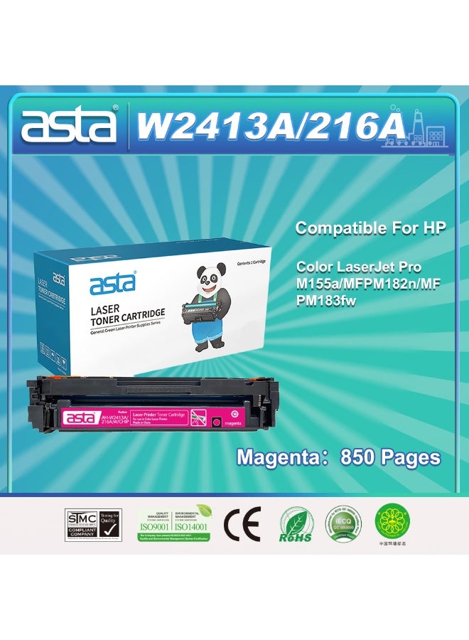 استا خرطوشة حبر أرجواني ASTA W2413A 216A مع شريحة متوافقة مع طابعة HP Color LaserJet Pro M155A MFP M182N M183Fw عالية الجودة، إنتاجية تدوم طويلاً، استهلاك منخفض للطاقة، طباعة عالية الكفاءة - Image 1