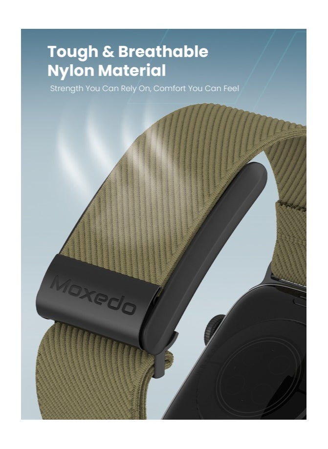 Moxedo Moxedo Hybrid Fit-Weave Nylon Braided Band Adjustable Replacement Strap Compatible for iWatch and Whoop 4.0 Wearable Health and Fitness Tracker- Green  - Image 2