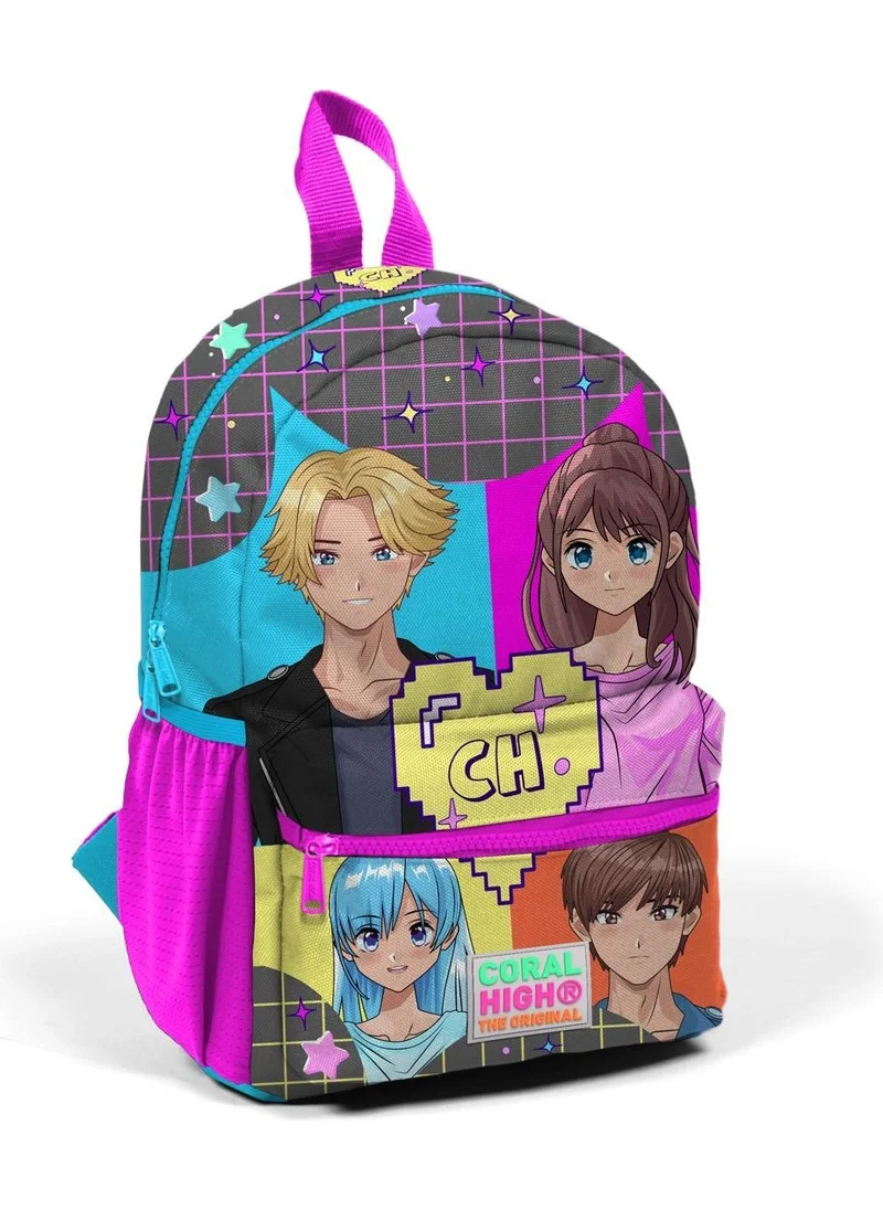 CORAL HIGH Tiny Nest Backpack Gray Blue Pink Anime Patterned Two Compartments 23537