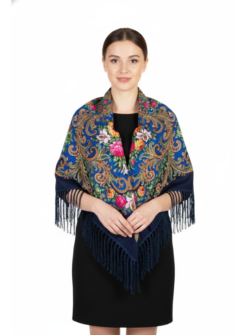 Bidani Dark Floral Russian Shawl - Image 1