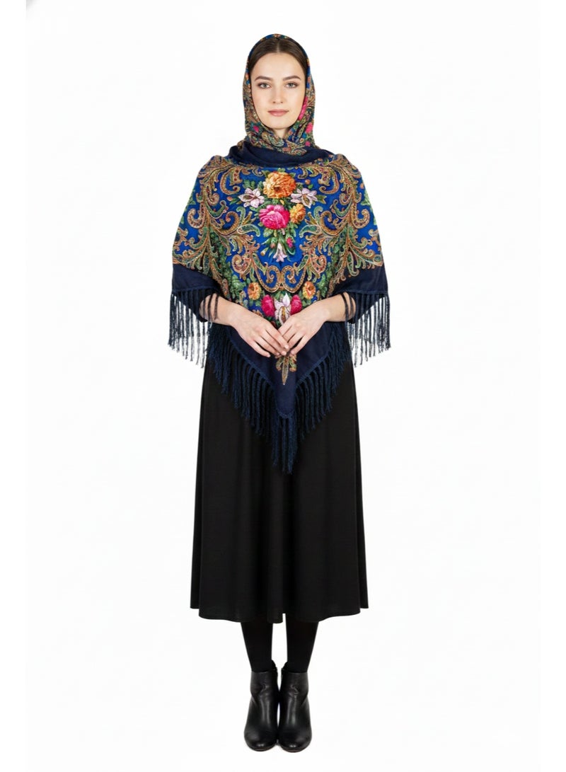 Bidani Dark Floral Russian Shawl - Image 2