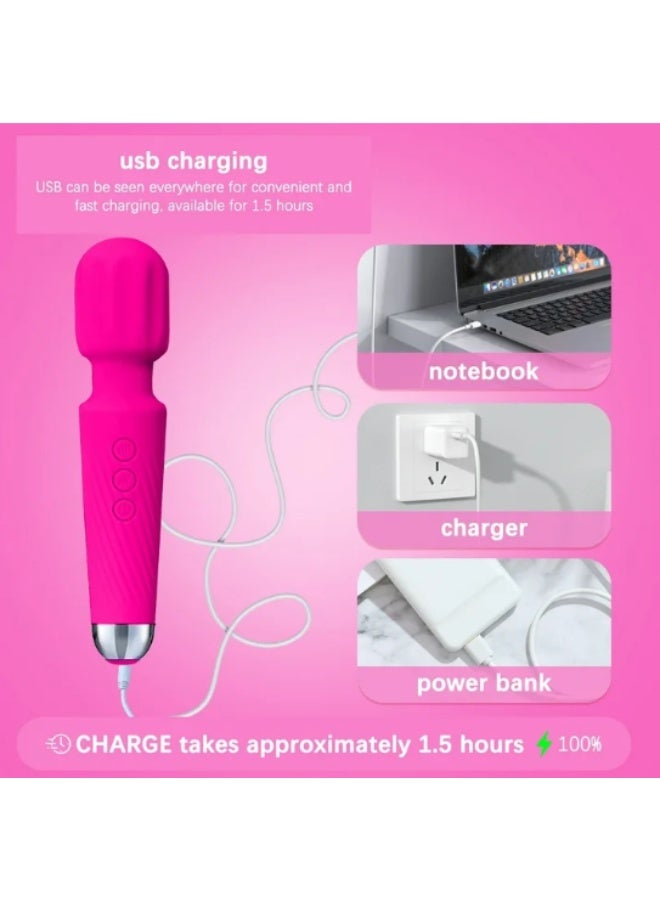 جهاز مساج واند قابل لإعادة الشحن USB – سيليكون طبي، اهتزازات متعددة، هادئ وقوي للاسترخاء وتدليك الجسم - Image 2