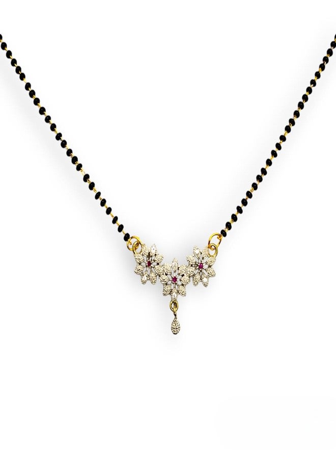 Elleva Traditional South Indian Mangalsutra for Women Stylish New Combo Set for Wedding Tanmaniya Necklace Set with Black Beads Chain Set of 2, (Pack of 1) (Style-01) - Image 3