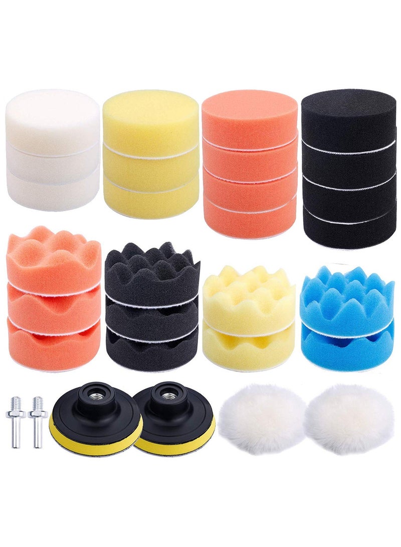 تلميع الوسادة ، 30 قطعة من 3 بوصة تلميع الوسادة كيت ، 3 بوصة لوحة تلميع لحفر حفرة محول التلقائي آلة تلميع السيارات - Image 1