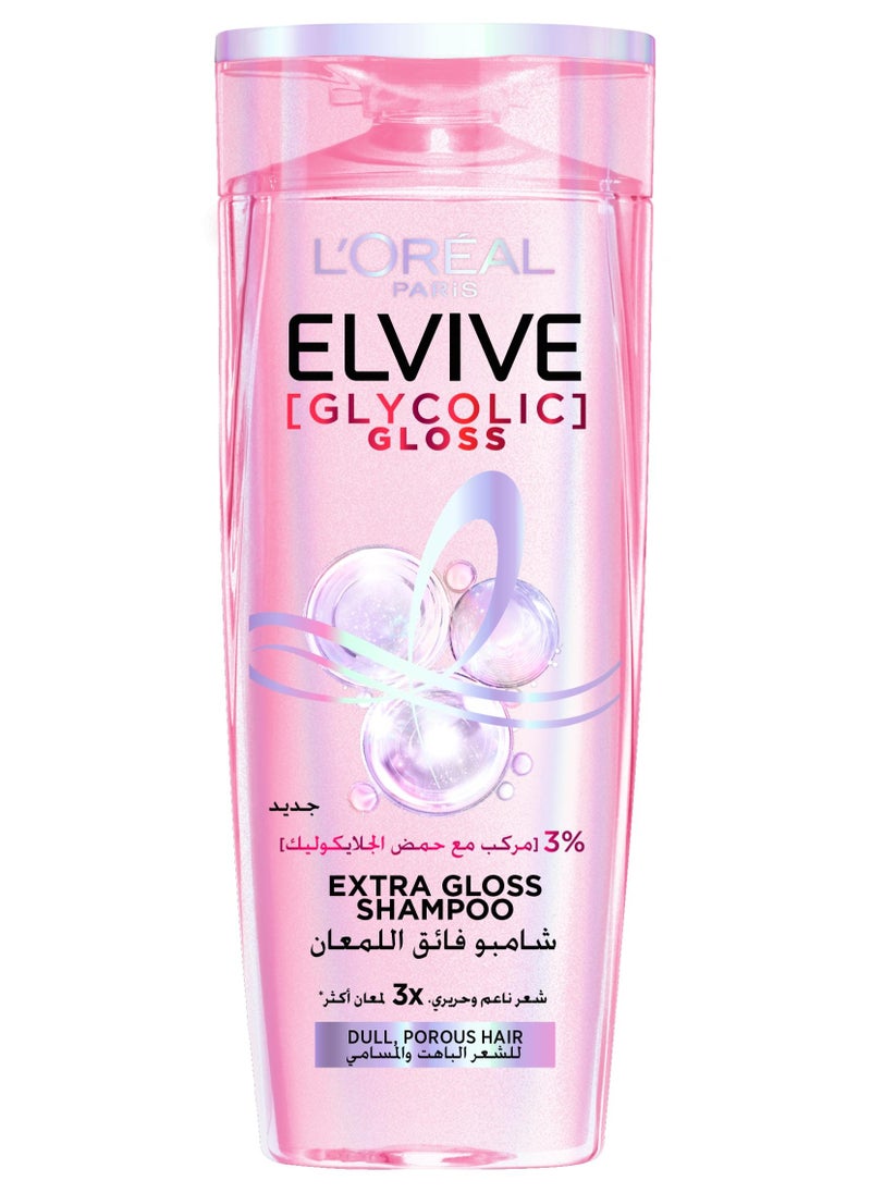 L'OREAL PARIS Elvive Glycolic Gloss Extra Gloss Shampoo with 3% Glycolic Acid for Dull and Porous Hair 200ML - Image 1
