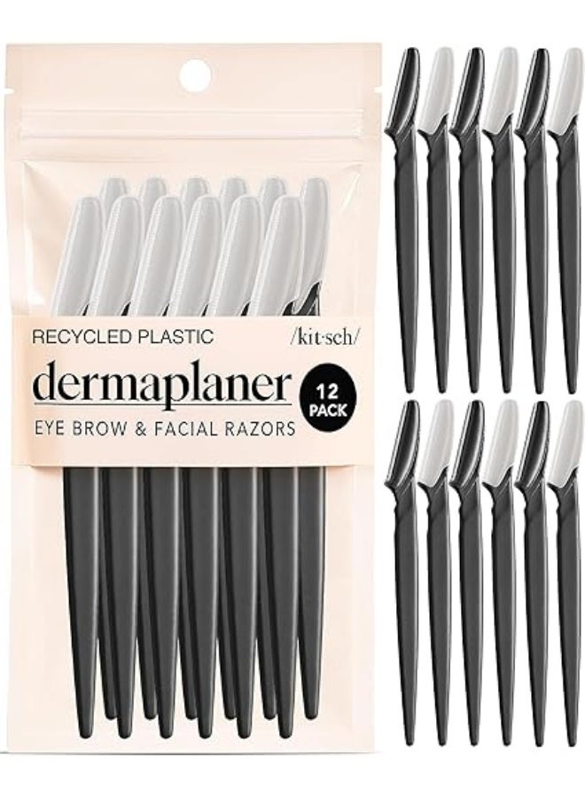 Kitsch Dermaplaner Tool - Facial Blades for Women and Men, Eyebrow Trimmer and Facial Hair Remover, 12 Pieces - Image 1