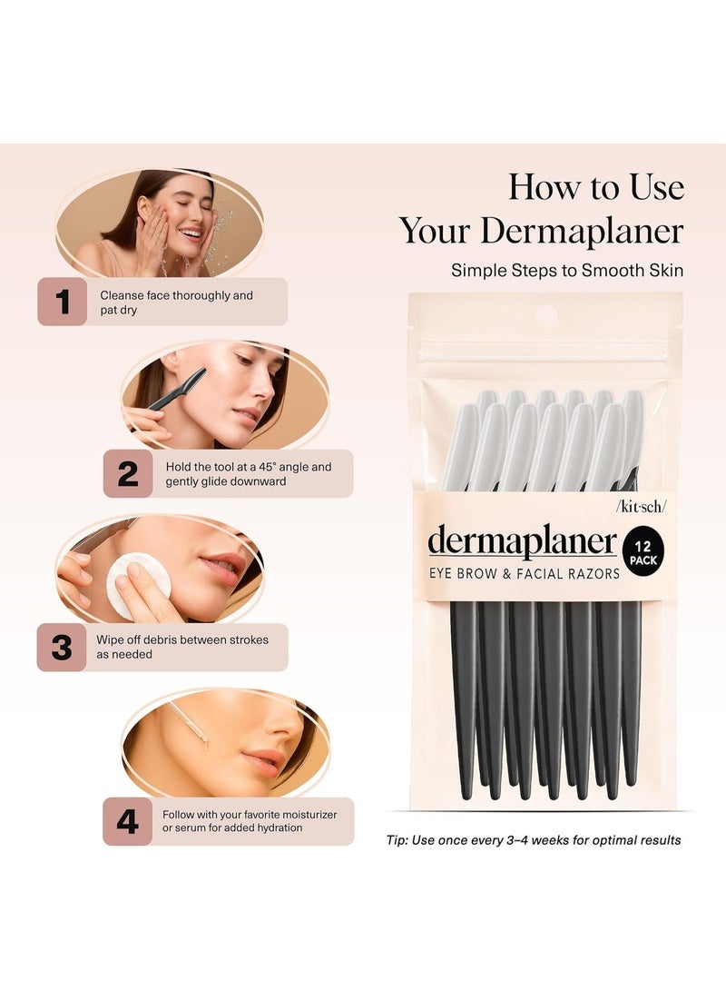 Kitsch Dermaplaner Tool - Facial Blades for Women and Men, Eyebrow Trimmer and Facial Hair Remover, 12 Pieces - Image 4
