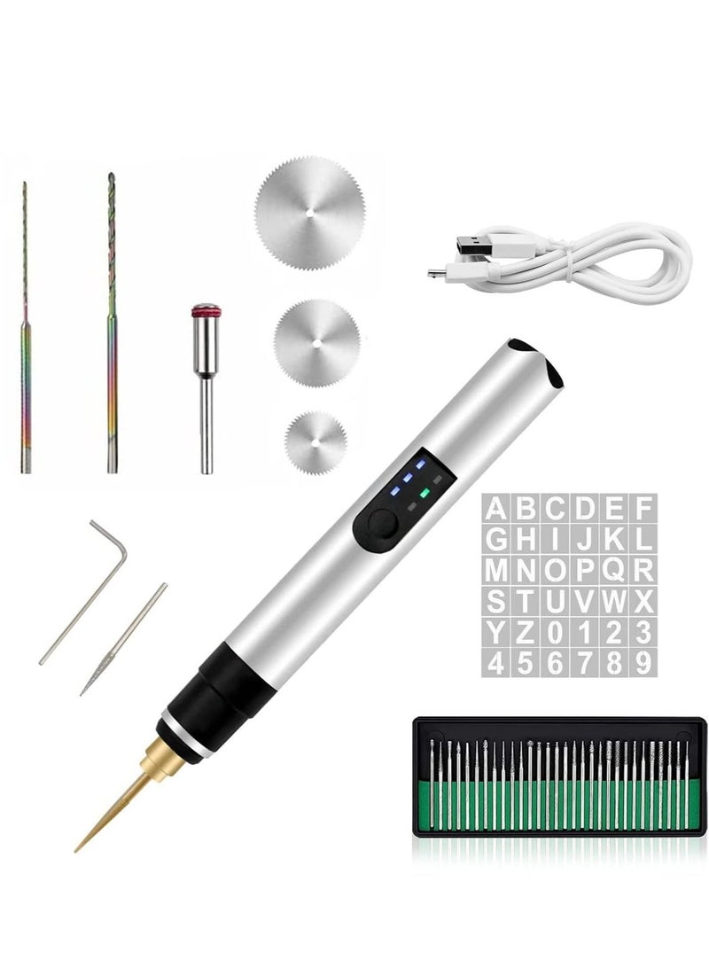 XiuWoo Electric Engraving Pen with 36 Templates, 25W Cordless Etching Tool Mini Speed Control Usb Rechargeable Professional Jewelry Machine Wood Metal Glass Stone - Image 1
