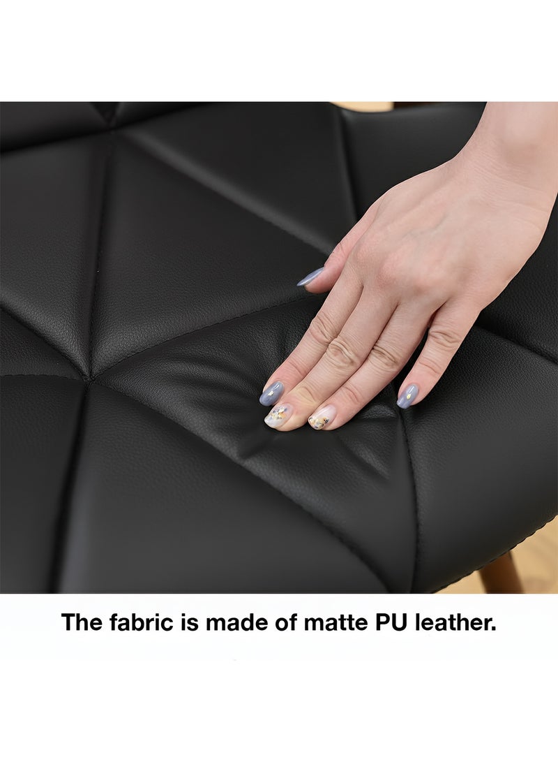 Taimi 5-Piece Dining Table Set - Round Dining Table with Elegant Design 4 Chairs, Wooden Table 80x70cm with 4 Faux Leather-Upholstered Chairs with Wooden Legs - Black - Image 5