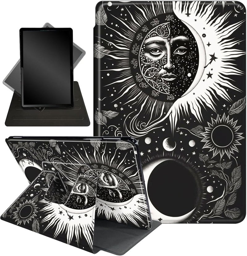 Mxfdegf Case for 6.8" Kindle Paperwhite (11th Generation-2021) and Kindle Paperwhite Signature Edition,360 Degree Rotating Stand Smart Protective Case for Kindle Paperwhite 2021,Soon Moon Stars Blacks - Image 1