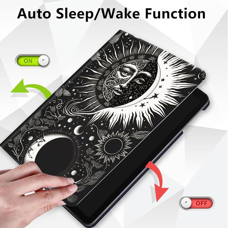 Mxfdegf Case for 6.8" Kindle Paperwhite (11th Generation-2021) and Kindle Paperwhite Signature Edition,360 Degree Rotating Stand Smart Protective Case for Kindle Paperwhite 2021,Soon Moon Stars Blacks - Image 2