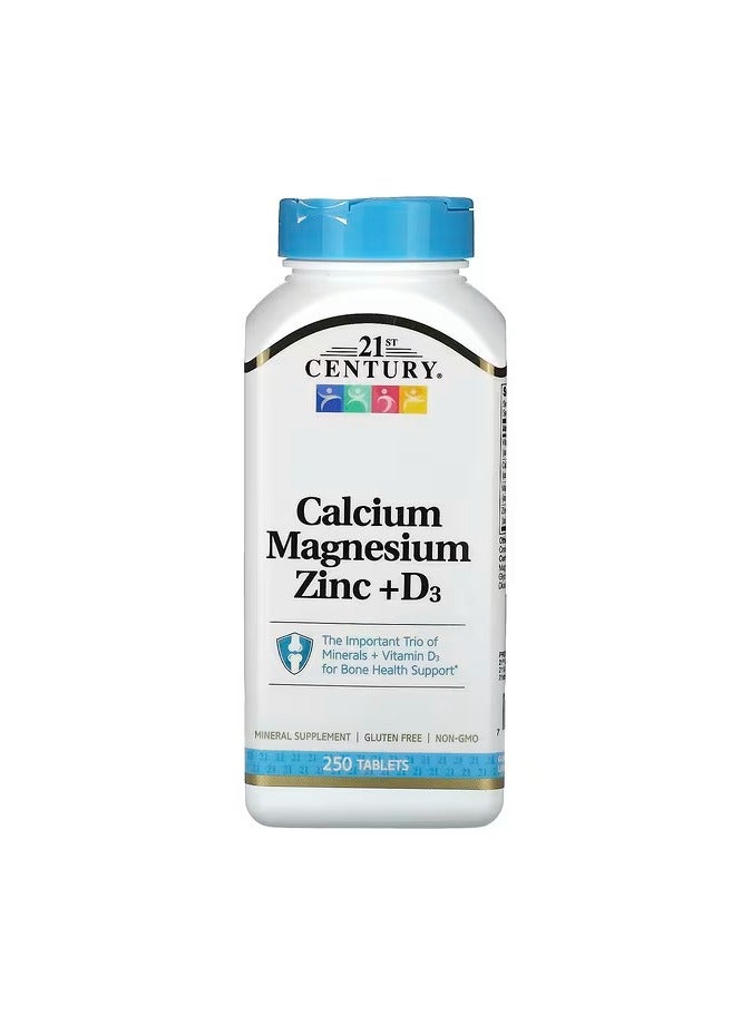 21st Century, Calcium Magnesium Zinc + D3, 250 Tablets