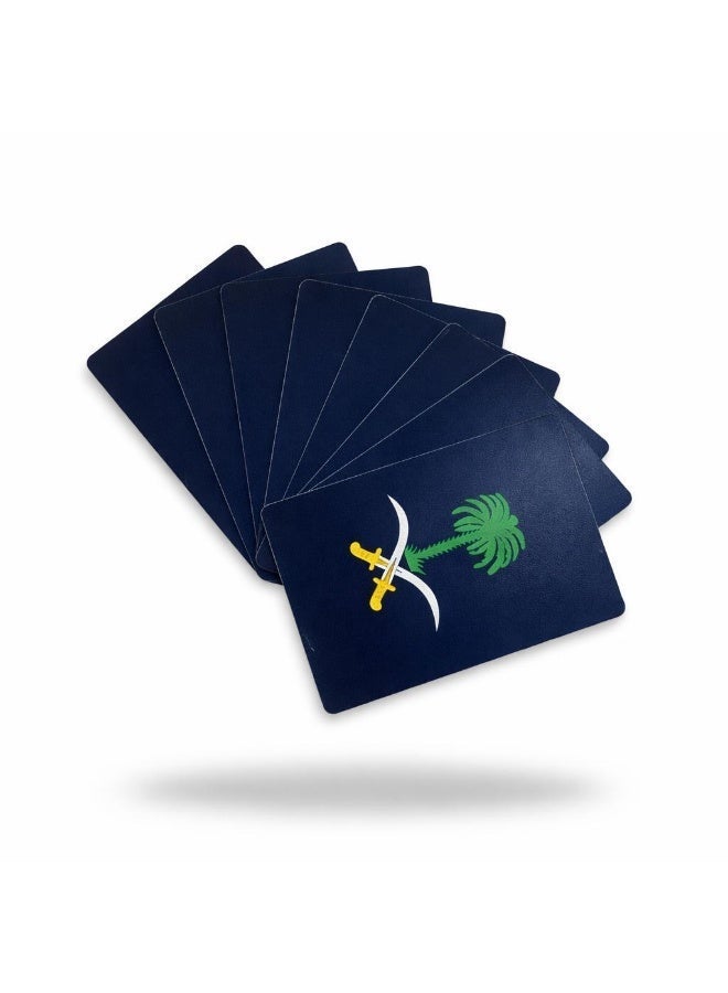 ورق بلوت كوتشينا بلاستيك مقاوم للكسر | أوراق لعب بخلفية السيفين والنخلة – استخدام طويل - Image 1