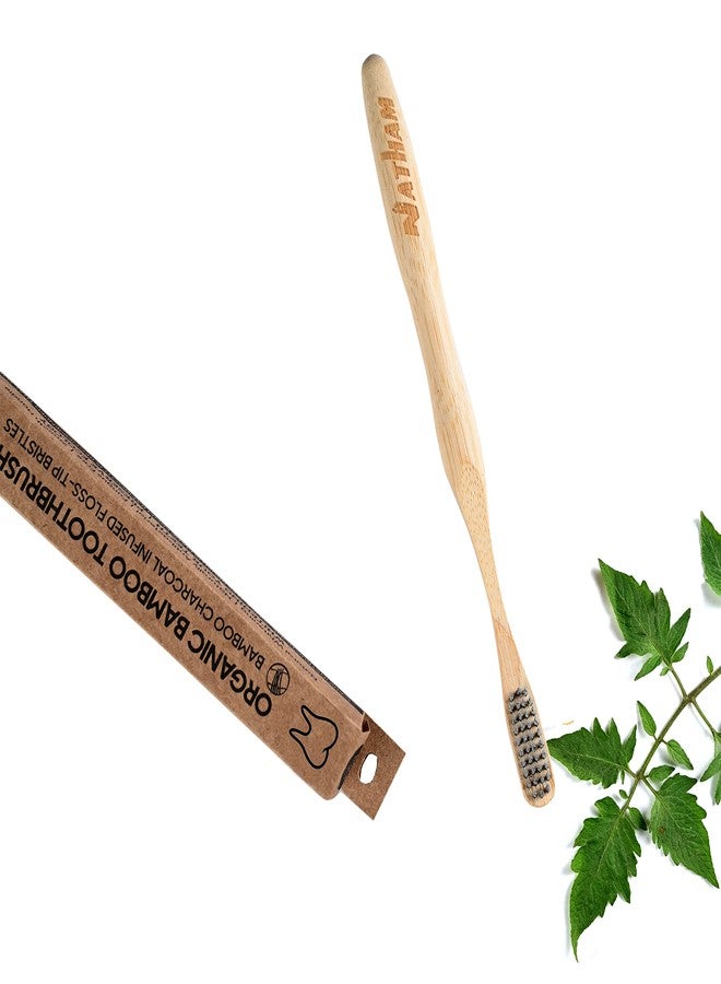 Premium Bamboo Toothbrush for Adults Ultra Soft Bristles - Biodegradable & Anti-Bacterial / Eco Friendly & Natural bristles (Curved Edged Brush design) - Image 4