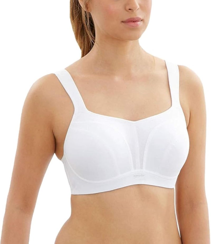 Panache Women's Power 5021 Underwire Padded Sports Bra |White,34D| High Impact Sports Bra for Large Breasts, Racerback Support - Image 1