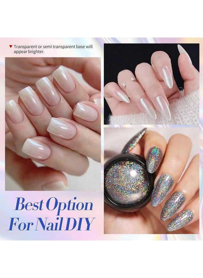 Born Pretty - BORN PRETTY Chrome Nail Powder,White Pearl Metallic Mirror Holographic Chrome Powder for Nails,Pearl Glitter Pigment Dust Kit Nail Art Decoration Sets - Image 1