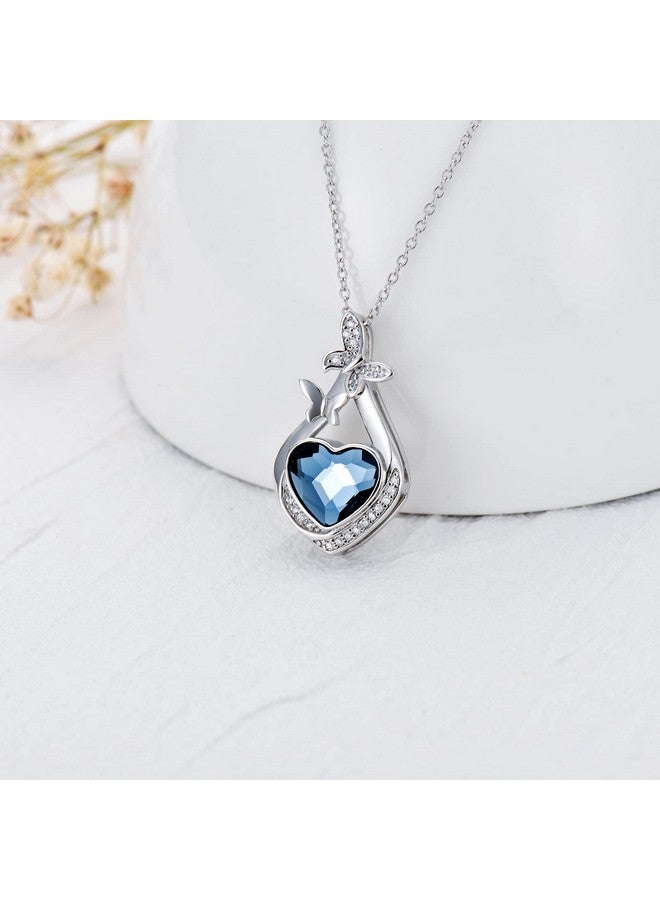 AOBOCO Butterfly Cremation Jewelry For Ashes Sterling Silver Always In My Heart Flying Butterfly Keepsake Memorial Jewelry Urn Necklace For Ashes With Heart Crystal From Austria - Image 3