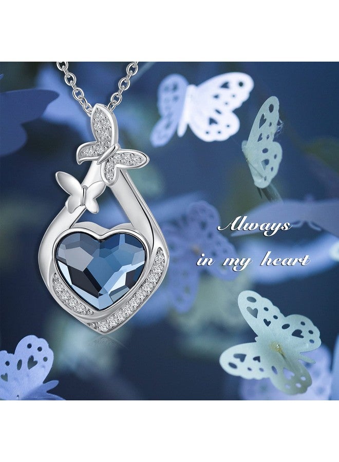 AOBOCO Butterfly Cremation Jewelry For Ashes Sterling Silver Always In My Heart Flying Butterfly Keepsake Memorial Jewelry Urn Necklace For Ashes With Heart Crystal From Austria - Image 5
