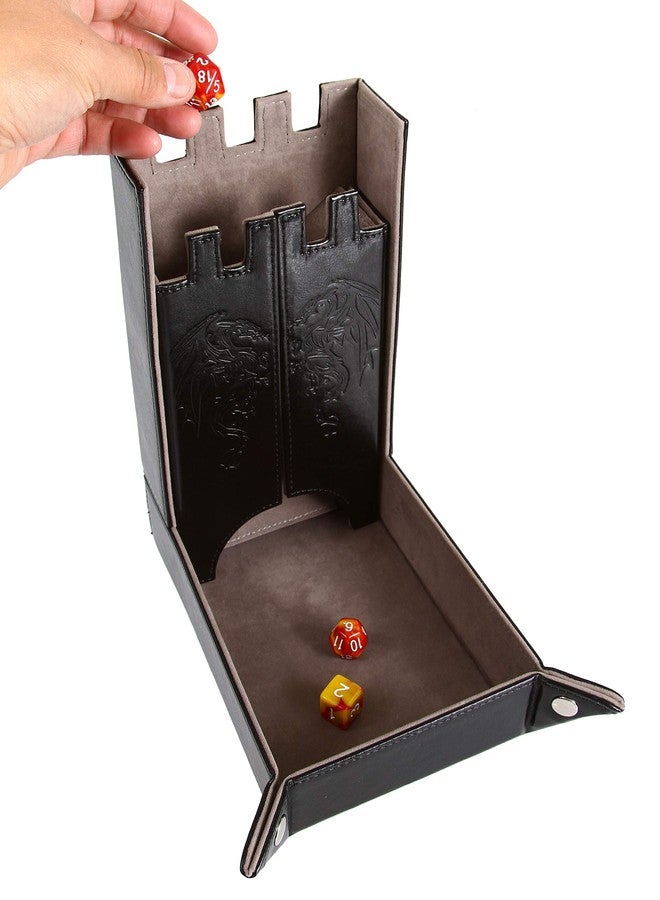 Forged Dice Co. Draco Castle Foldable Dice Tray and Dice Tower - Foldable DND Dice Tray and Dice Rolling Tray Tower - Perfect for Dungeons and Dragons RPG and Tabletop Gaming - Gray - Image 4