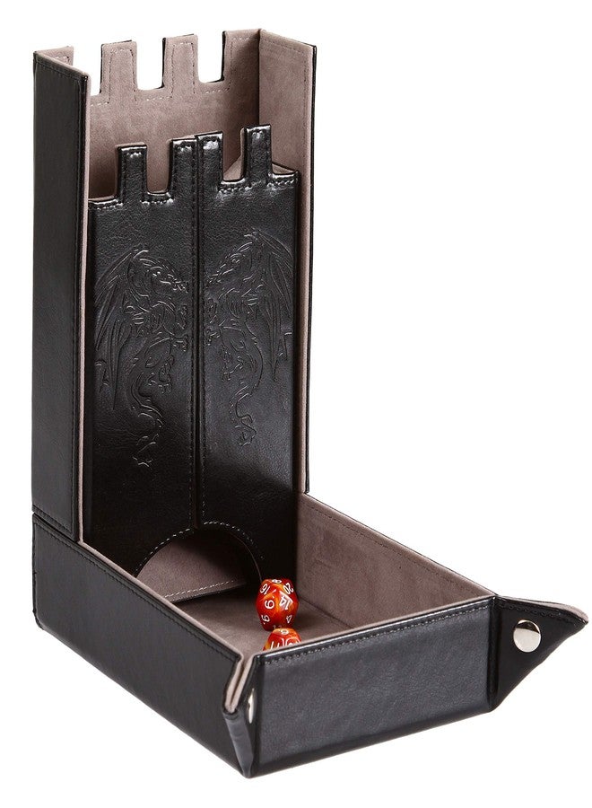 Forged Dice Co. Draco Castle Foldable Dice Tray and Dice Tower - Foldable DND Dice Tray and Dice Rolling Tray Tower - Perfect for Dungeons and Dragons RPG and Tabletop Gaming - Gray - Image 1