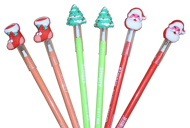 JAGMAG JAGMAG Santa Christmas Pencil for Children Christmas Pencil Christmas Tree Santa Socks and Christmas Tree Non Sharpening Multi Point Pencils Christmas Gift for Children  - Image 2