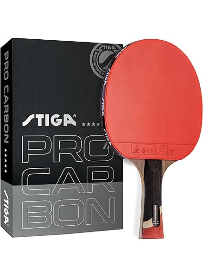 Stiga Pro Carbon Table Tennis Racket T1290 High-Performance Paddle with Comfortable Grip and Powerful Spin, Red Color, Suitable for Training and Competitive Play - Image 1