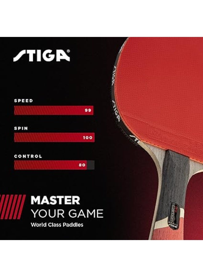 Stiga Pro Carbon Table Tennis Racket T1290 High-Performance Paddle with Comfortable Grip and Powerful Spin, Red Color, Suitable for Training and Competitive Play - Image 4