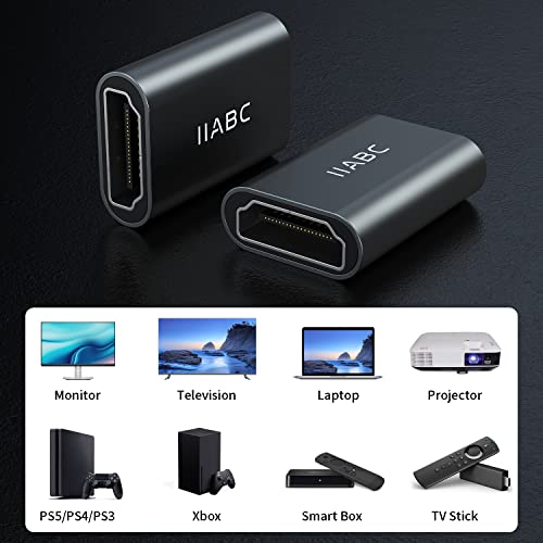 IIABC HDMI Coupler Female to Female 3 Pack 3D 4K@60Hz HDMI Adapter Aluminum Alloy Extension Cable Connector for HDTV, Roku Stick, Computer, PC, Monitor, Laptop, Projector, DVD Player, PS 5/4/3 - Image 5