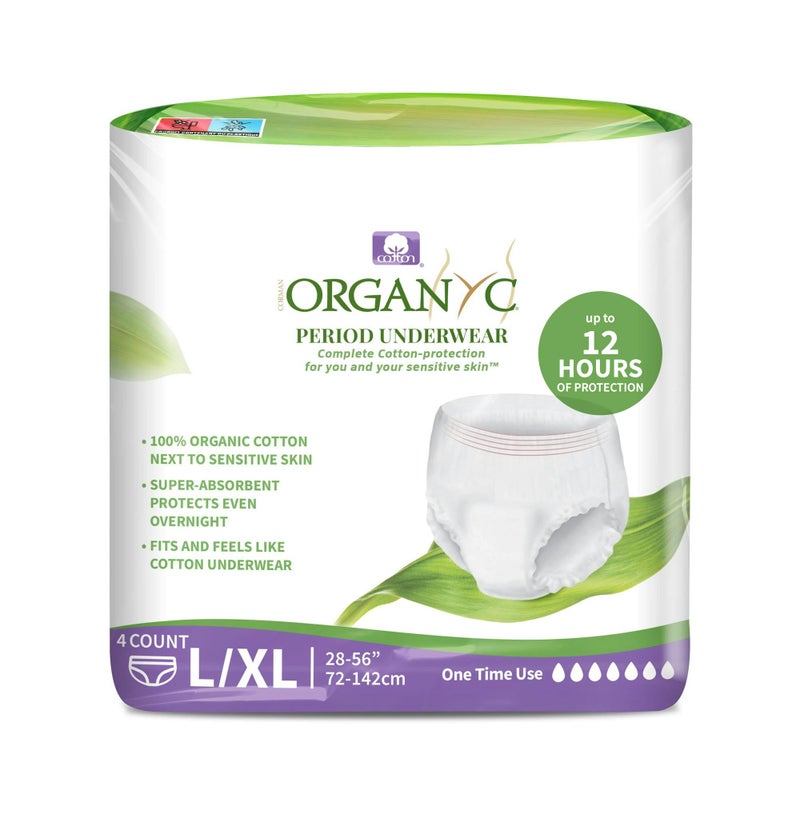 Organyc - Certified Organic Cotton Disposable Period Underwear for Sensitive Skin, Super Absorbent for Women, All-Day or Overnight, S/M, 4 Count - Image 1