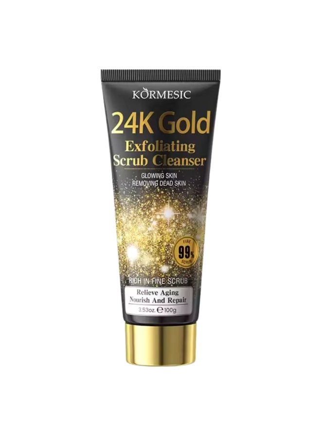 Kormesic 2Pcs 24K Gold Exfoliating Scrub Cleanser for Face, Glowing Skin Facial Cleanser, Anti-Aging Moisturize and Nourish Remove Dead Skin 2 x 100g - Image 2