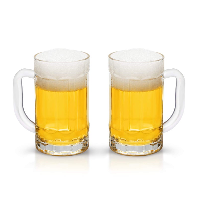COKTIK 2 Pack Heavy Large Beer Glasses with Handle  14 Ounce Glass Steins Classic Beer Mug glasses Set