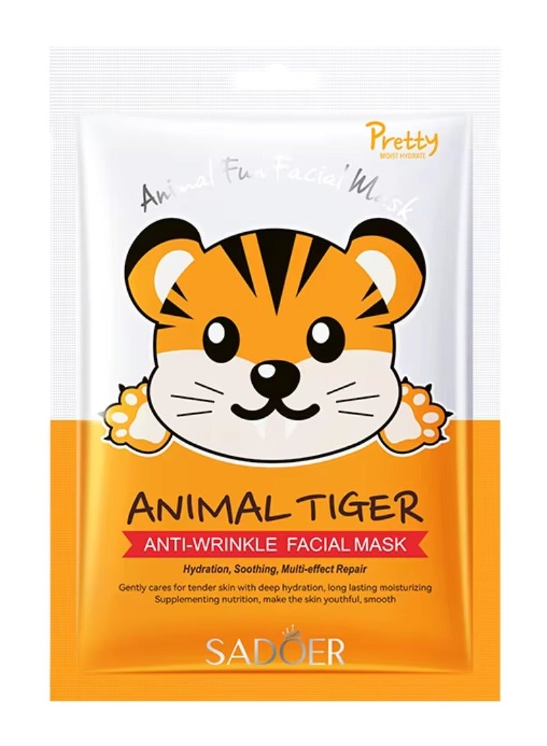 SADOER 10Pcs Moisturizing Facial Mask Tiger Character Sheet Masks Hydration Oil Control Nourishing Beauty Spa Mask for All Skin Types Collagen Skincare Face Masks for Women and Men - Image 2