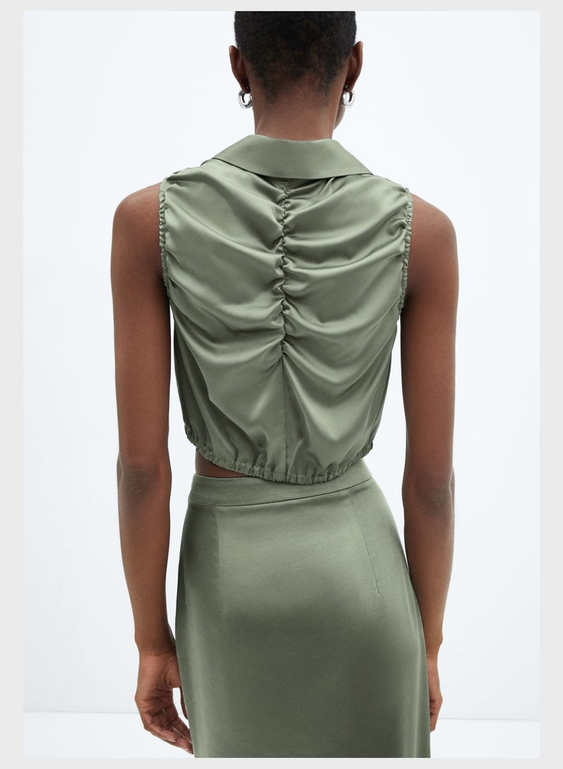 MANGO Ruched Detail Button Down Shirt - Image 2