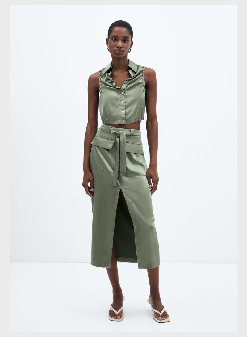 MANGO Ruched Detail Button Down Shirt - Image 4